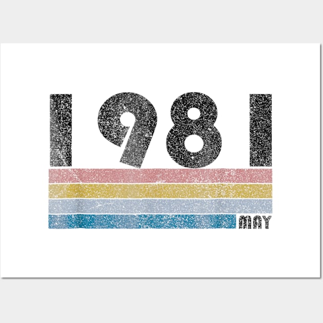 37th Birthday Gift Retro Born in May of 1981 Wall Art by bummersempre66